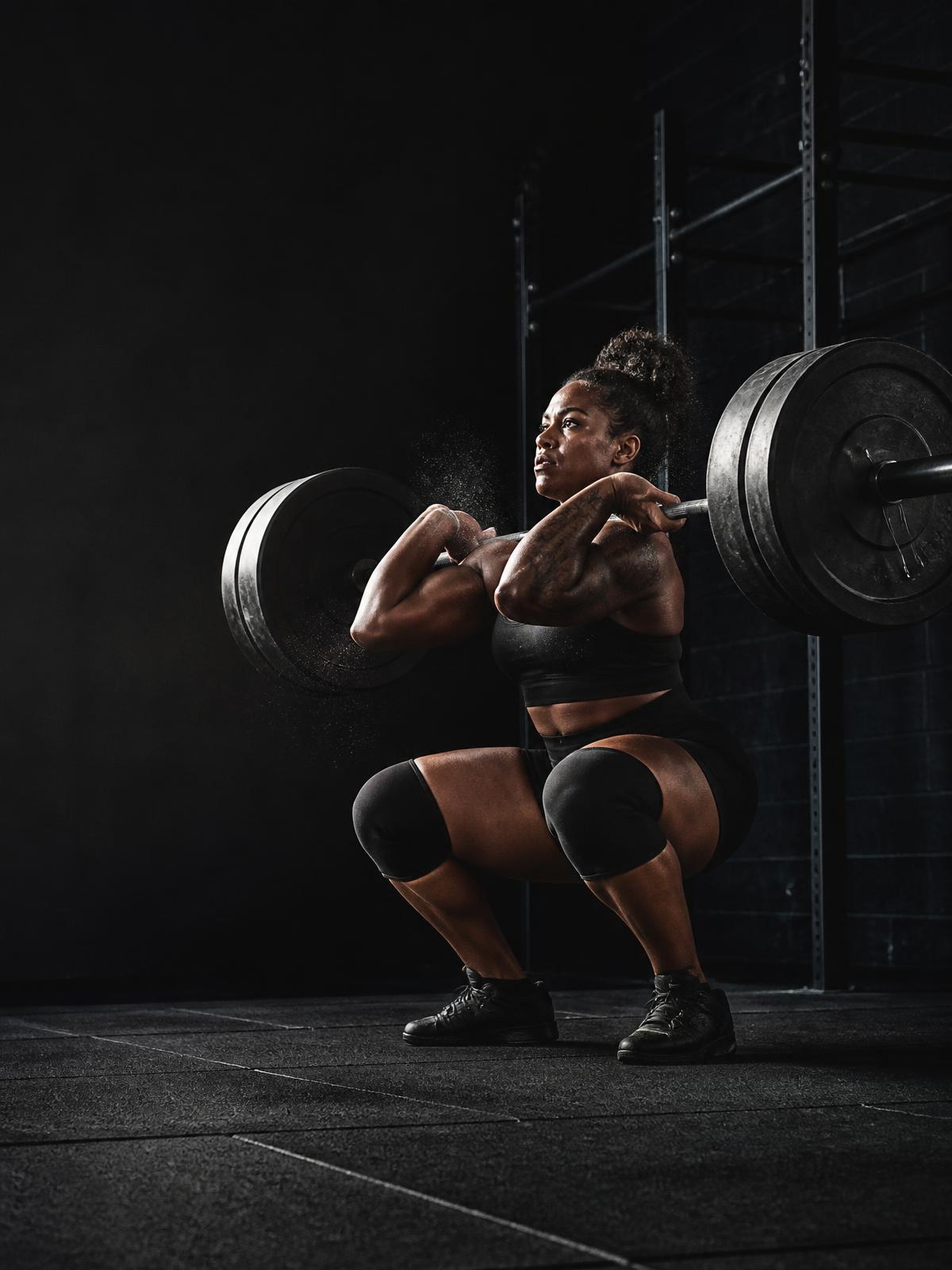 Athlete driving through a heavy front squat