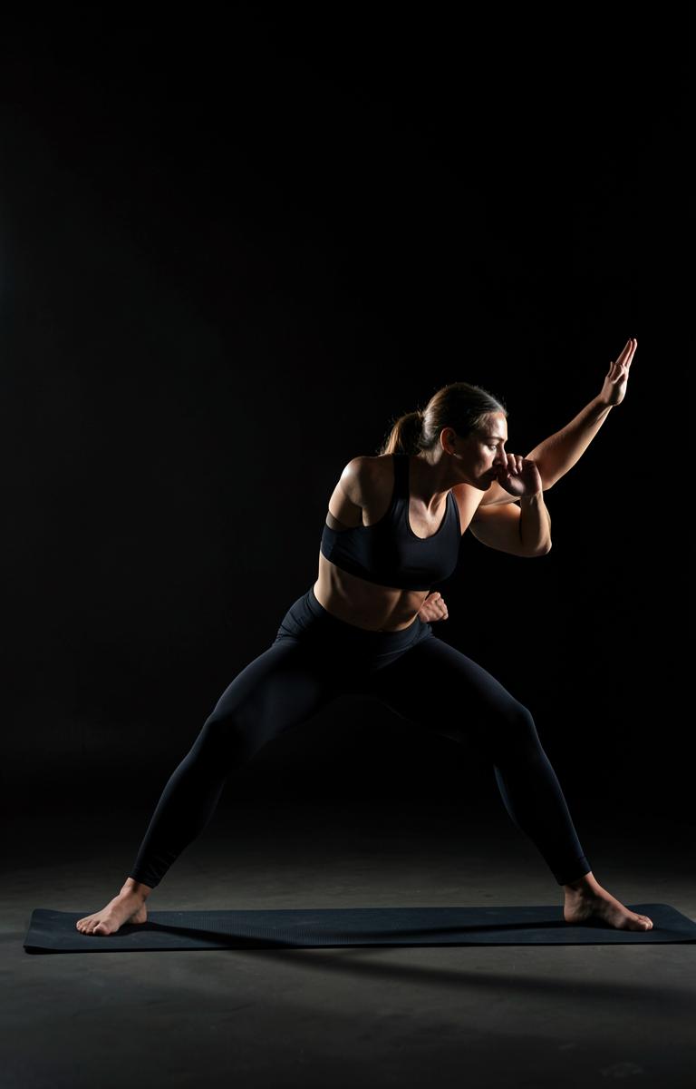 Athlete holding a focused yoga strength pose — Express Sculpt